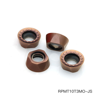 RPMT10T3MOE-JS เม็ดมีดกลึงกัดกลึงโลหะสีเงินเมทัลลิก