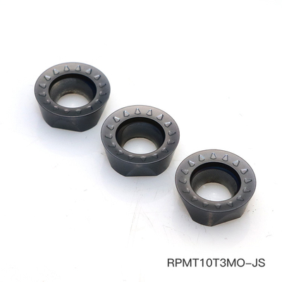 RPMT10T3MOE-JS เม็ดมีดกลึงกัดกลึงโลหะสีเงินเมทัลลิก