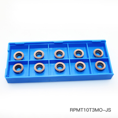 RPMT10T3MOE-JS เม็ดมีดกลึงกัดกลึงโลหะสีเงินเมทัลลิก